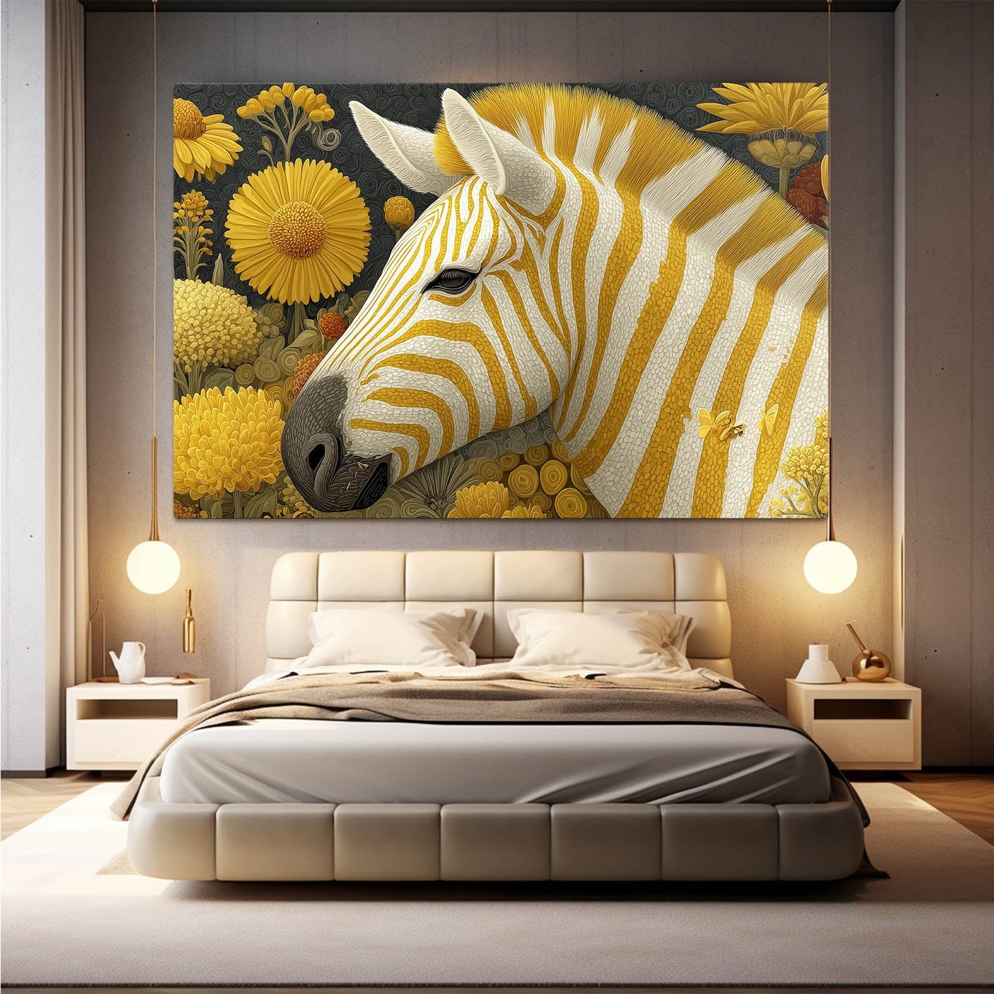 Horizontal Zebra Artwork – styled in a furnished interior