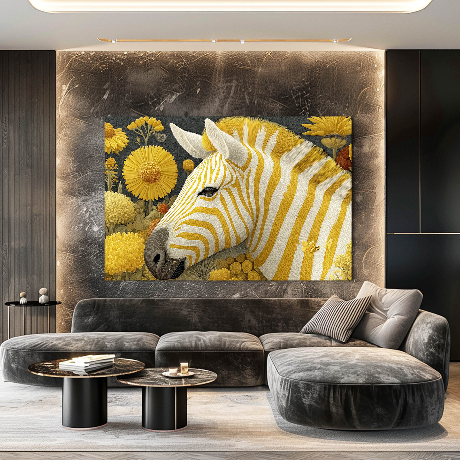 Horizontal Zebra Artwork – styled in a furnished interior