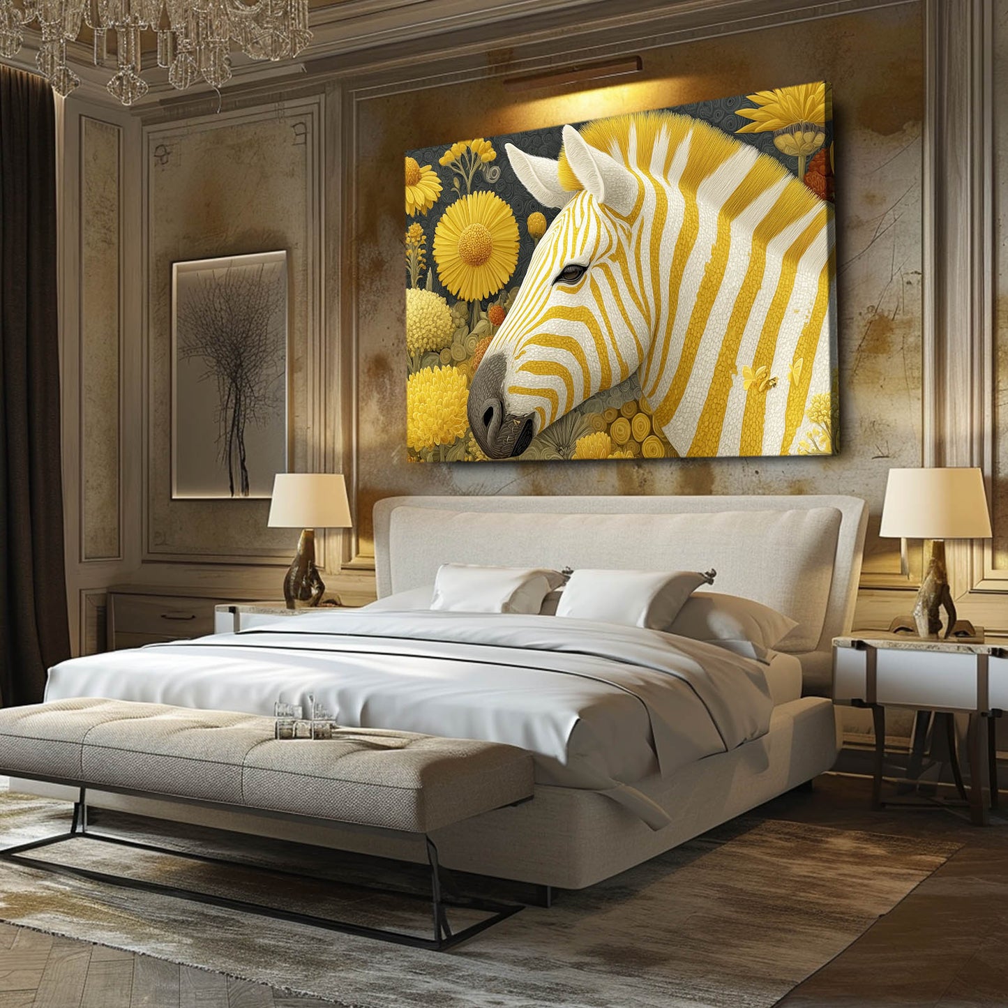 Horizontal Zebra Artwork – styled in a furnished interior