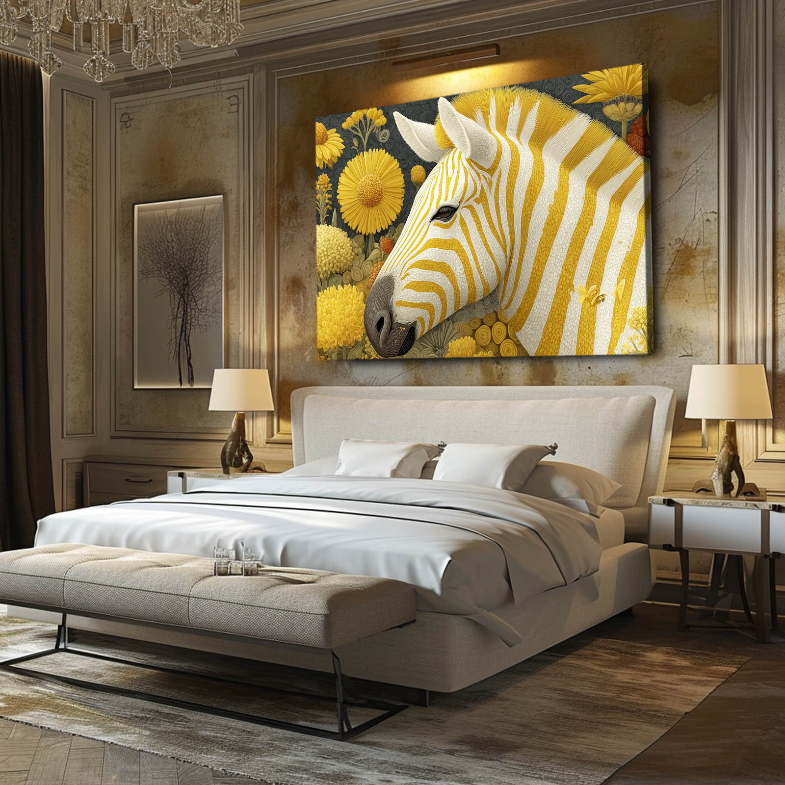 Horizontal Zebra Artwork – styled in a furnished interior