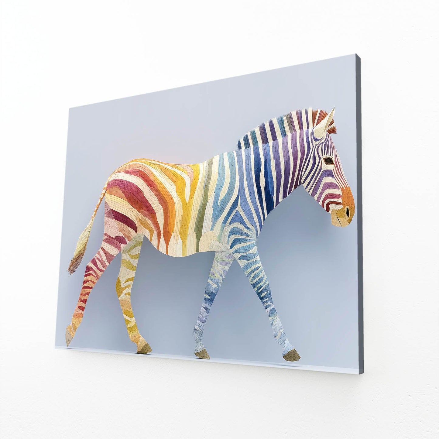 Horizontal Zebra Canvas Art – angled canvas view on white background