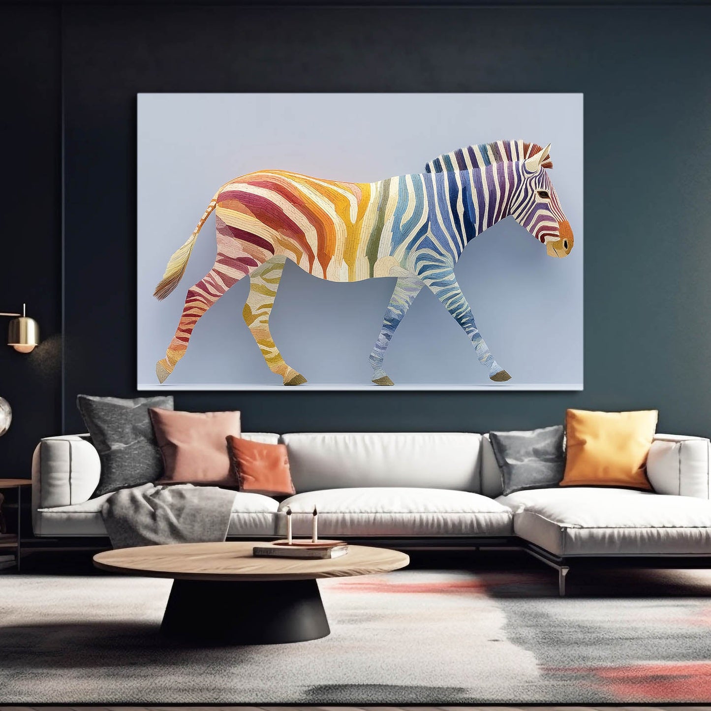 Horizontal Zebra Canvas Art – styled in a furnished interior