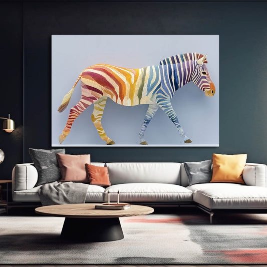 Horizontal Zebra Canvas Art – styled in a furnished interior