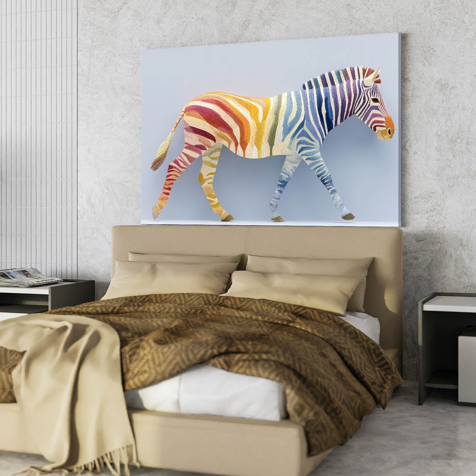 Horizontal Zebra Canvas Art – styled in a furnished interior