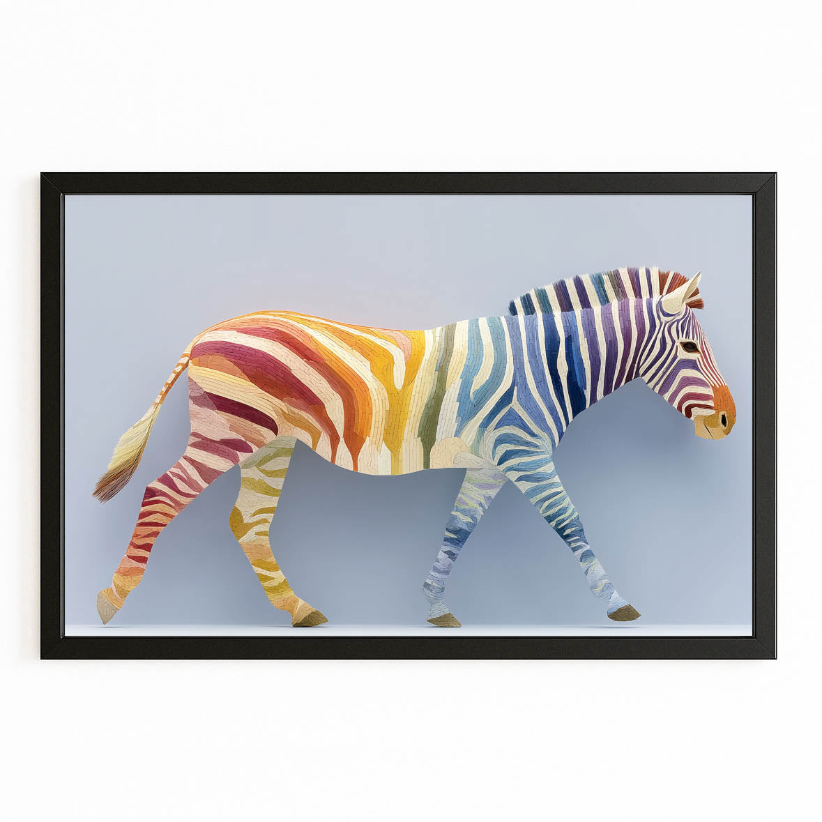 Horizontal Zebra Canvas Art – with Premium Black frame on white background