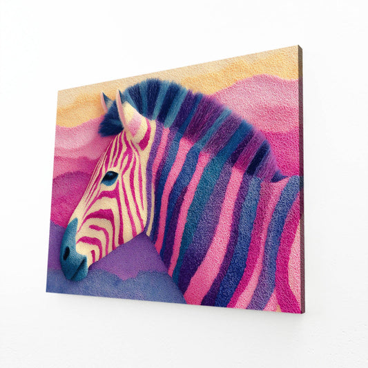 Horizontal Zebra Canvas – angled canvas view on white background