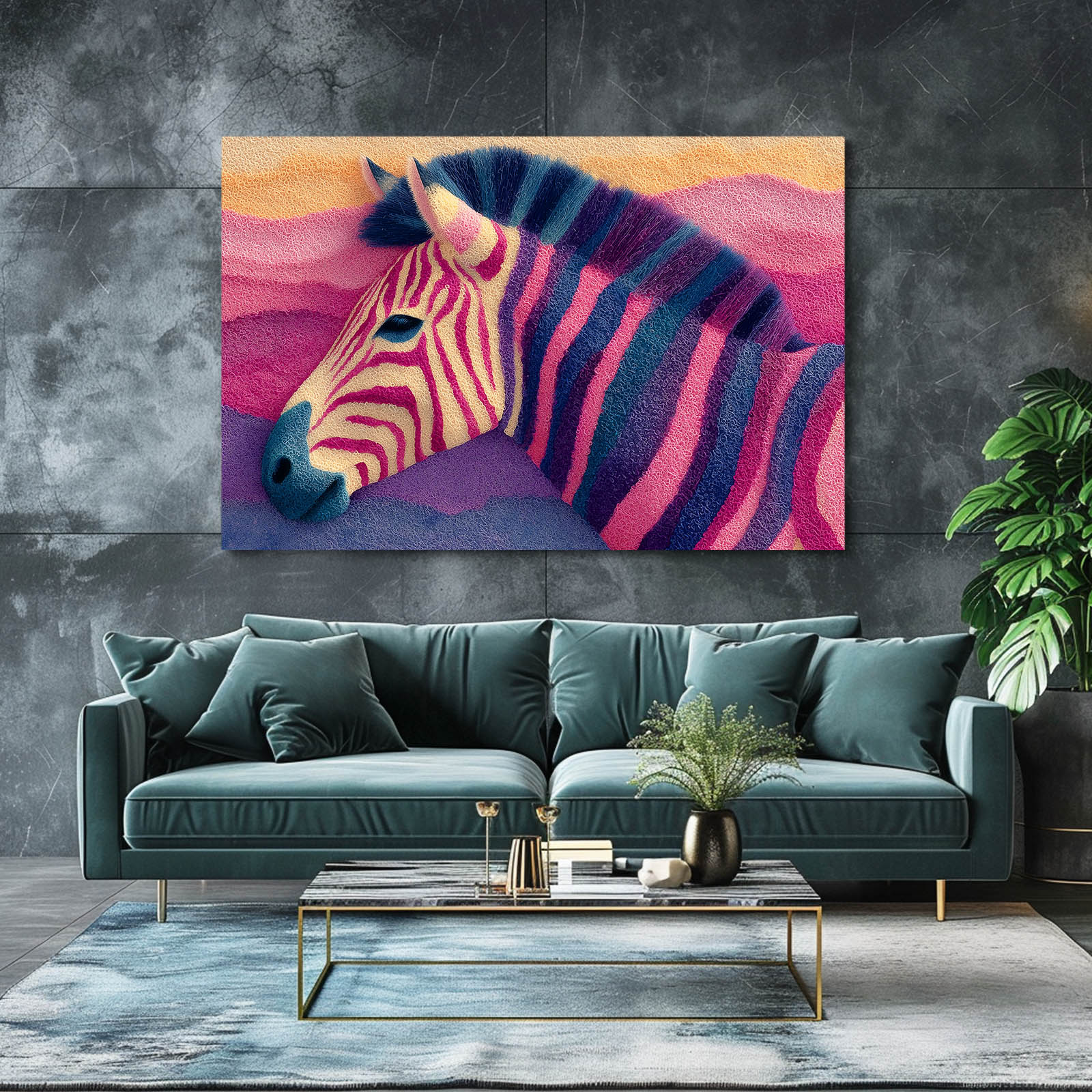 Horizontal Zebra Canvas – styled in a furnished interior