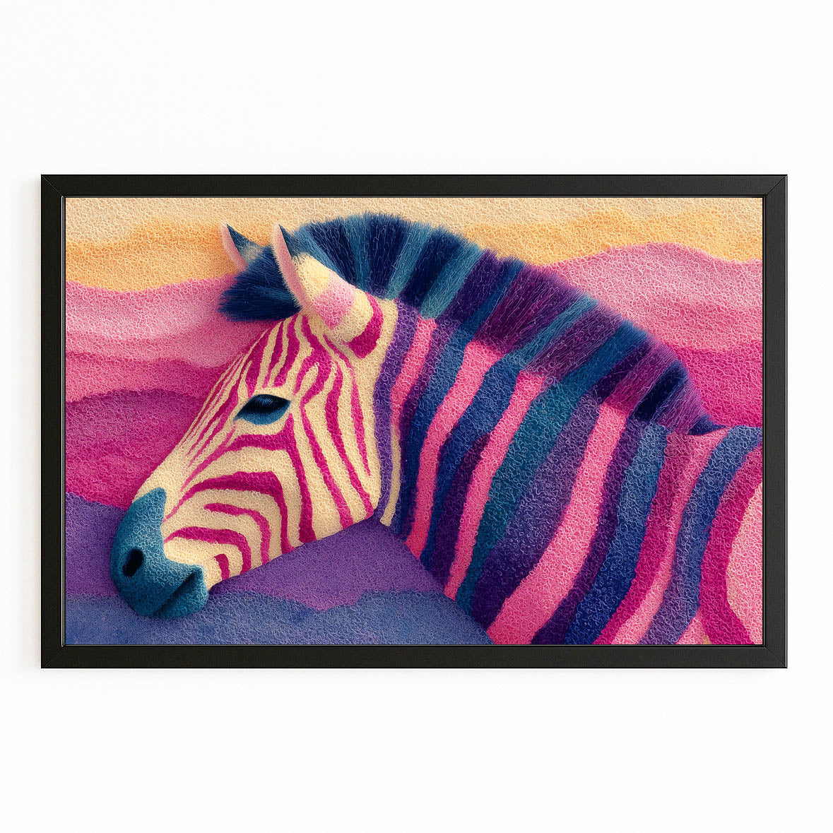 Horizontal Zebra Canvas – with Premium Black frame on white background