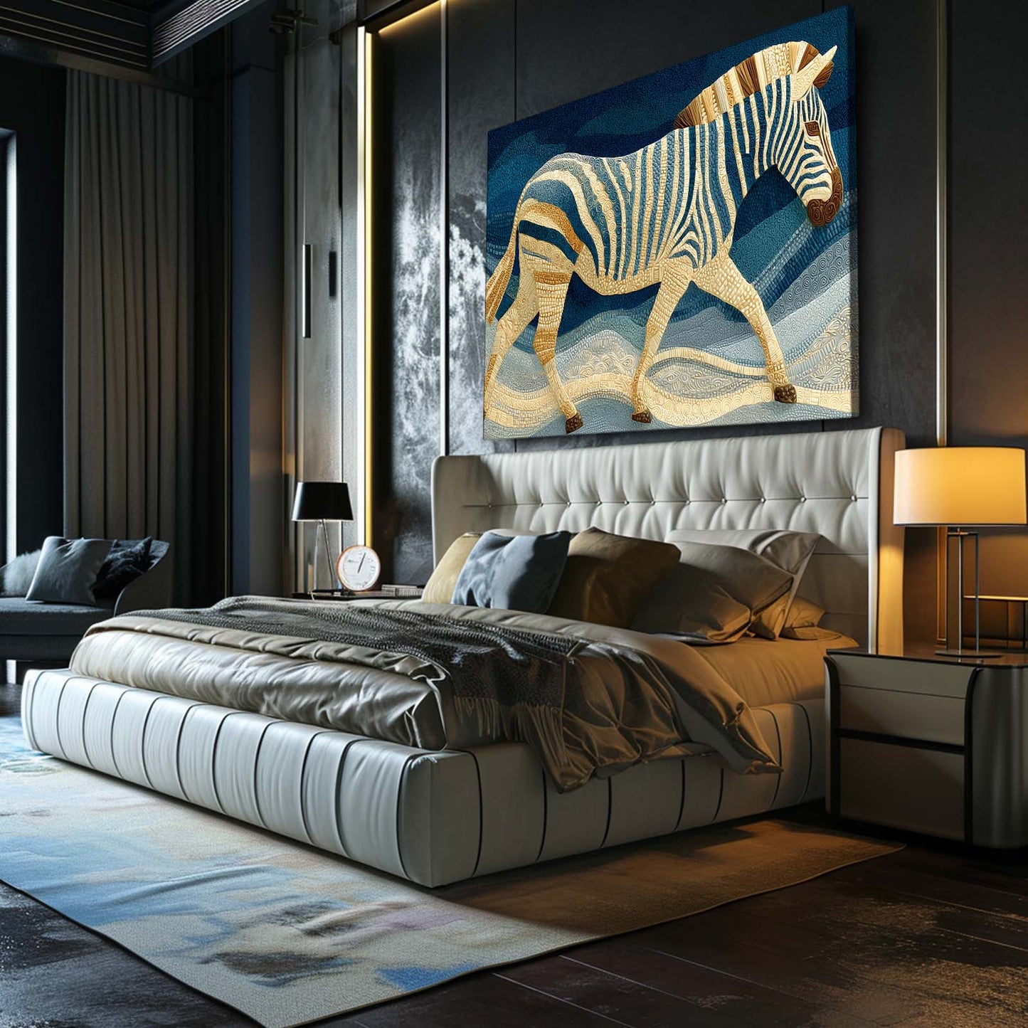 Horizontal Zebra Prints – styled in a furnished interior