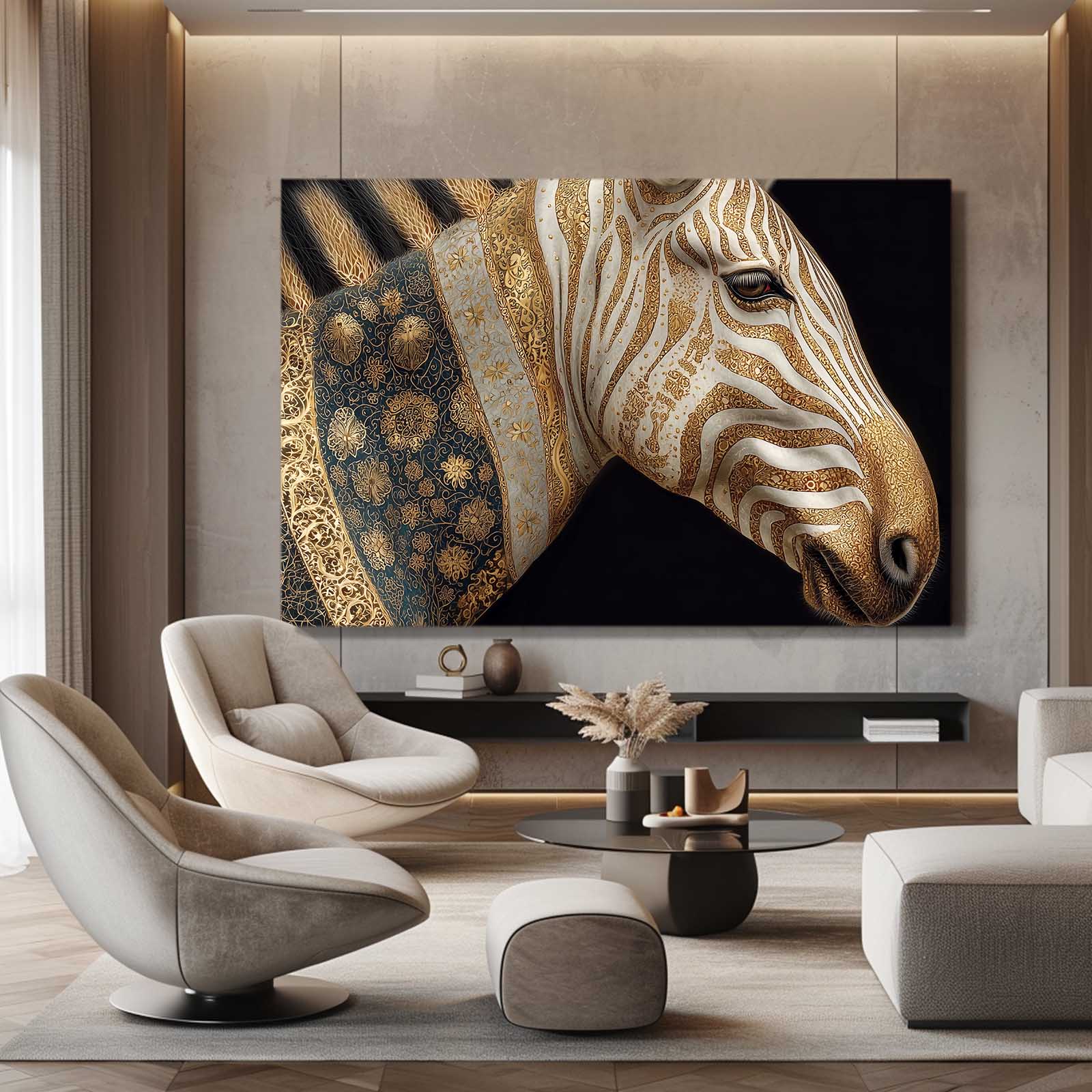 Horizontal Zebra Wall Art – styled in a furnished interior