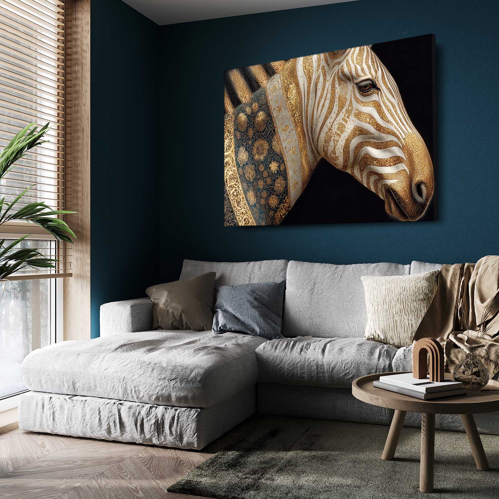 Horizontal Zebra Wall Art – styled in a furnished interior