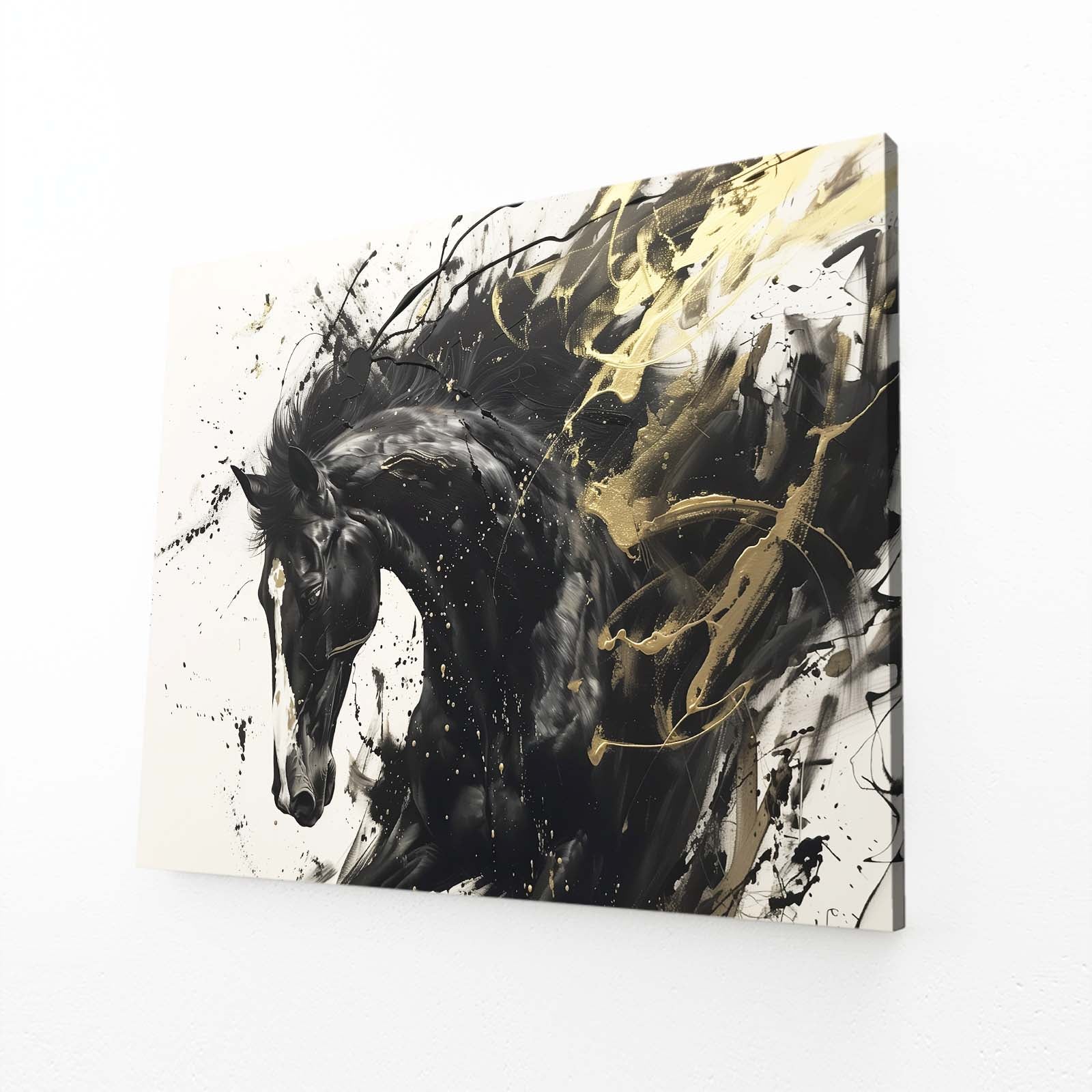 Horse Art – angled canvas view on white background