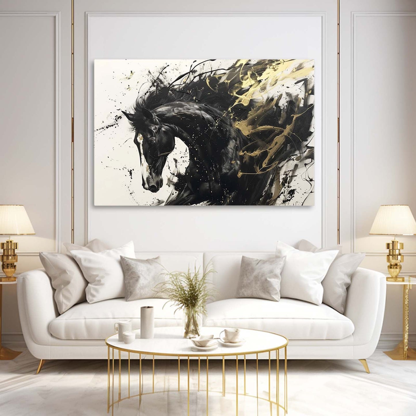 Horse Art – angled canvas view on white background