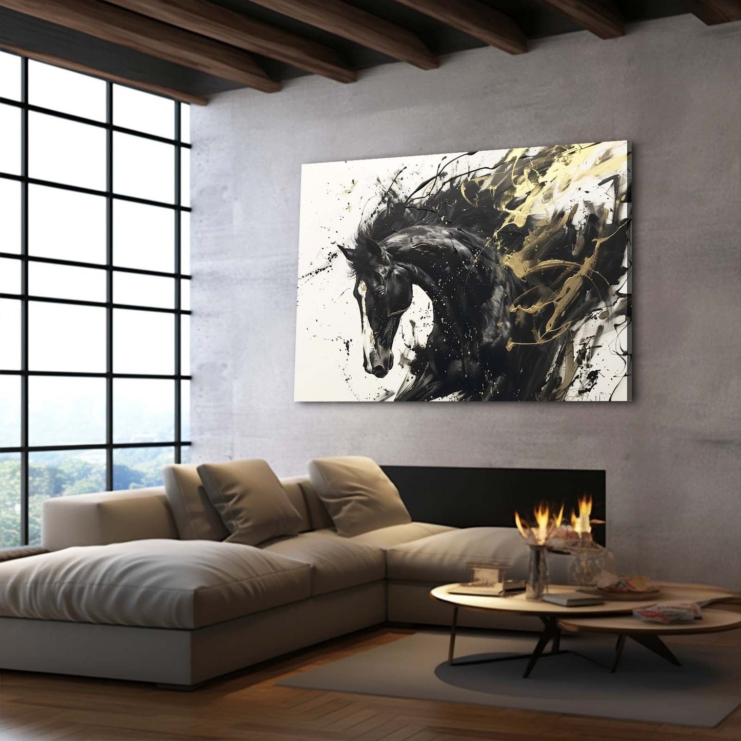 Horse Art – angled canvas view on white background