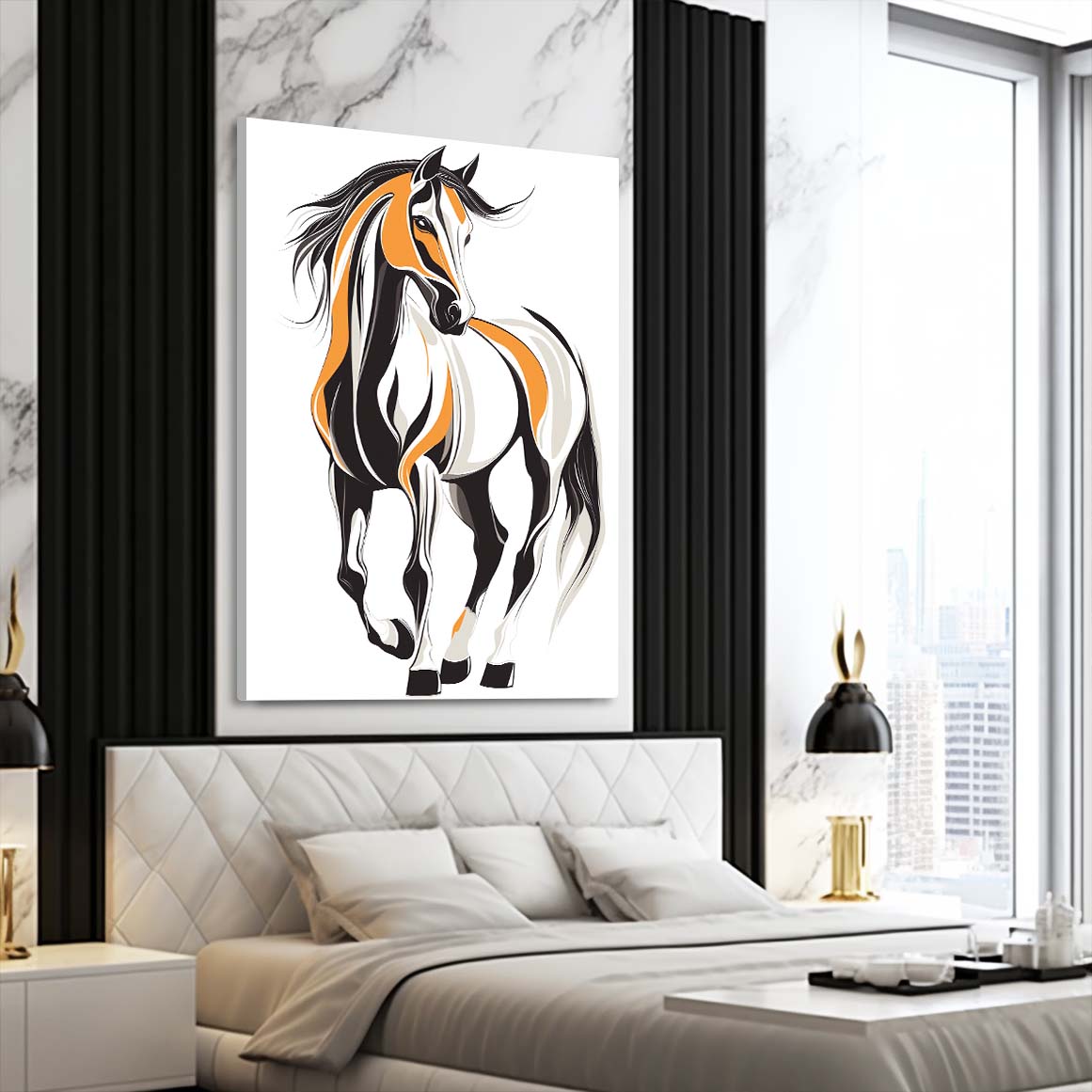 Horse Artwork – angled canvas view on white background