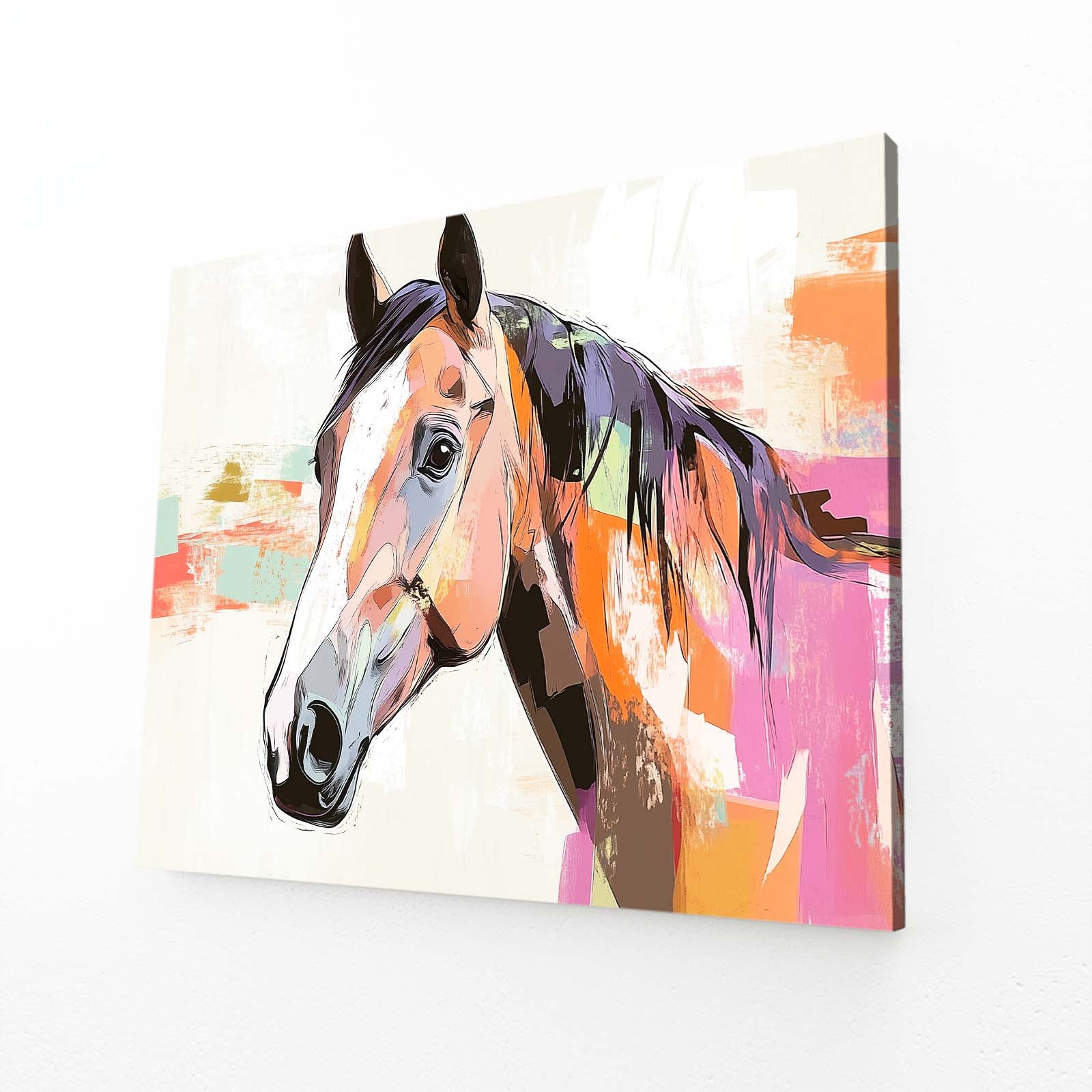 Horse Canvas Art – angled canvas view on white background