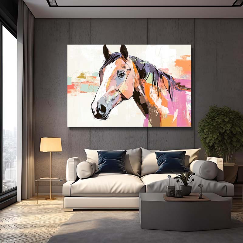 Horse Canvas Art – angled canvas view on white background