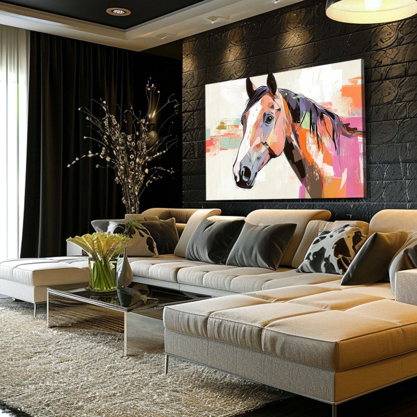 Horse Canvas Art – angled canvas view on white background