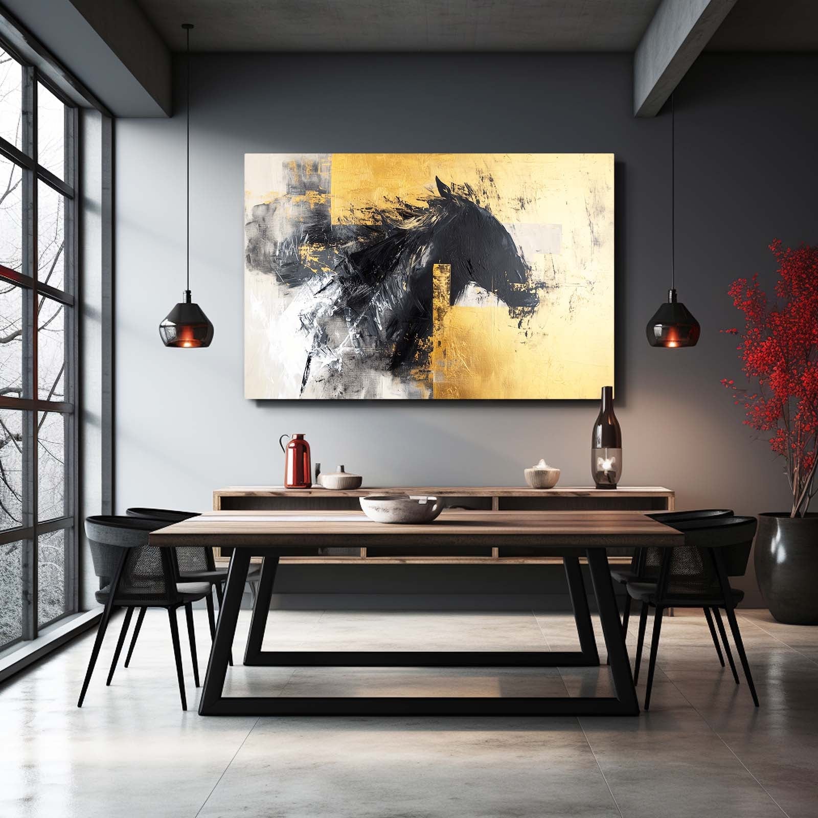 Horse Wall Art – angled canvas view on white background