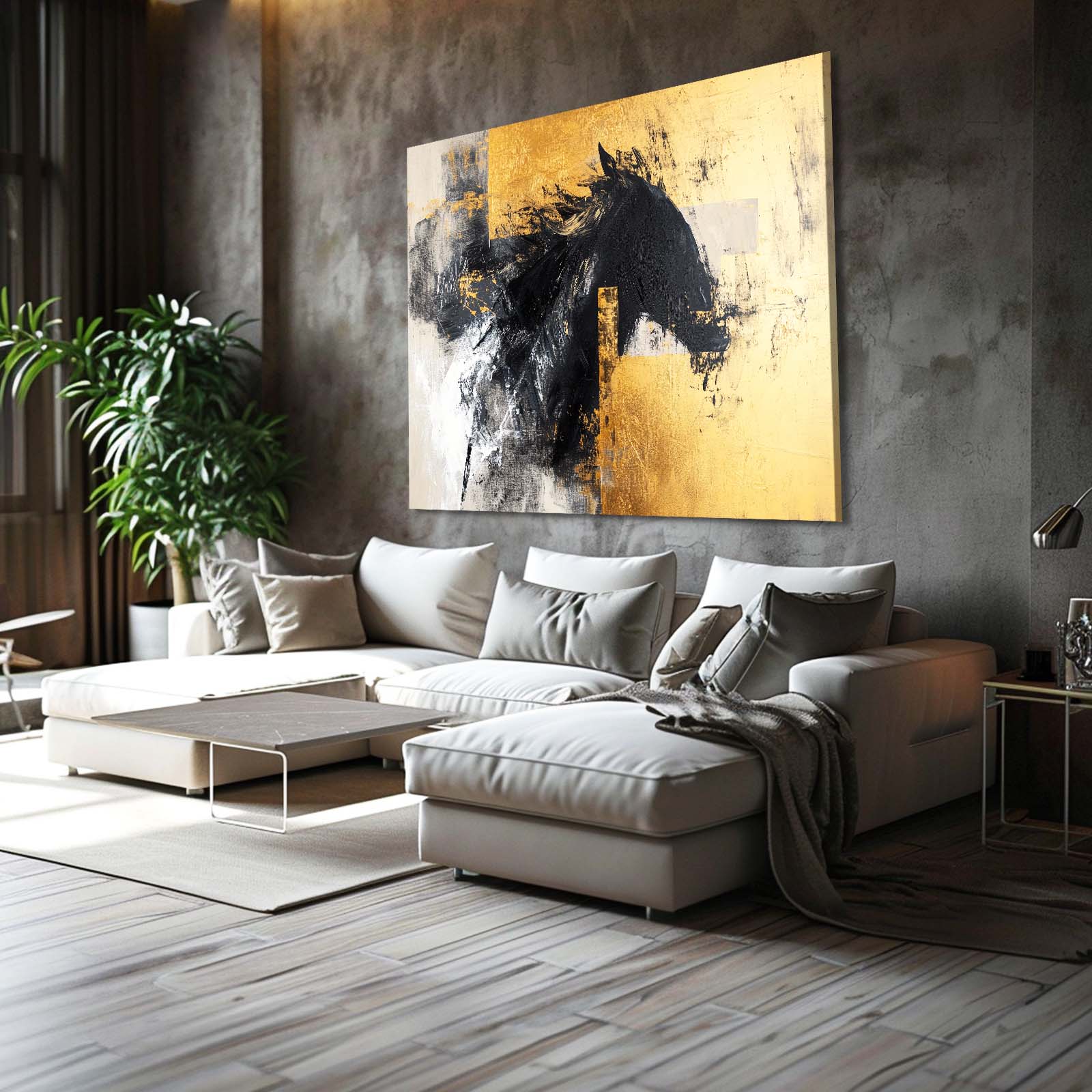 Horse Wall Art – angled canvas view on white background
