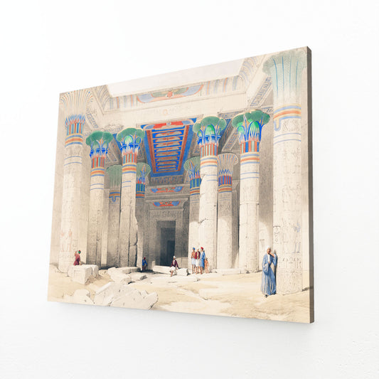 Illustrated Temple Columns Egyptian Prints – angled canvas view on white background