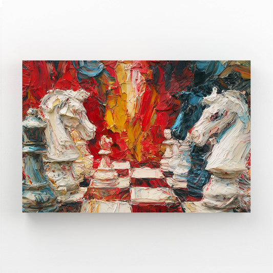 Impasto Knight Clash Chess Canvas – impasto knight clash chess canvas print