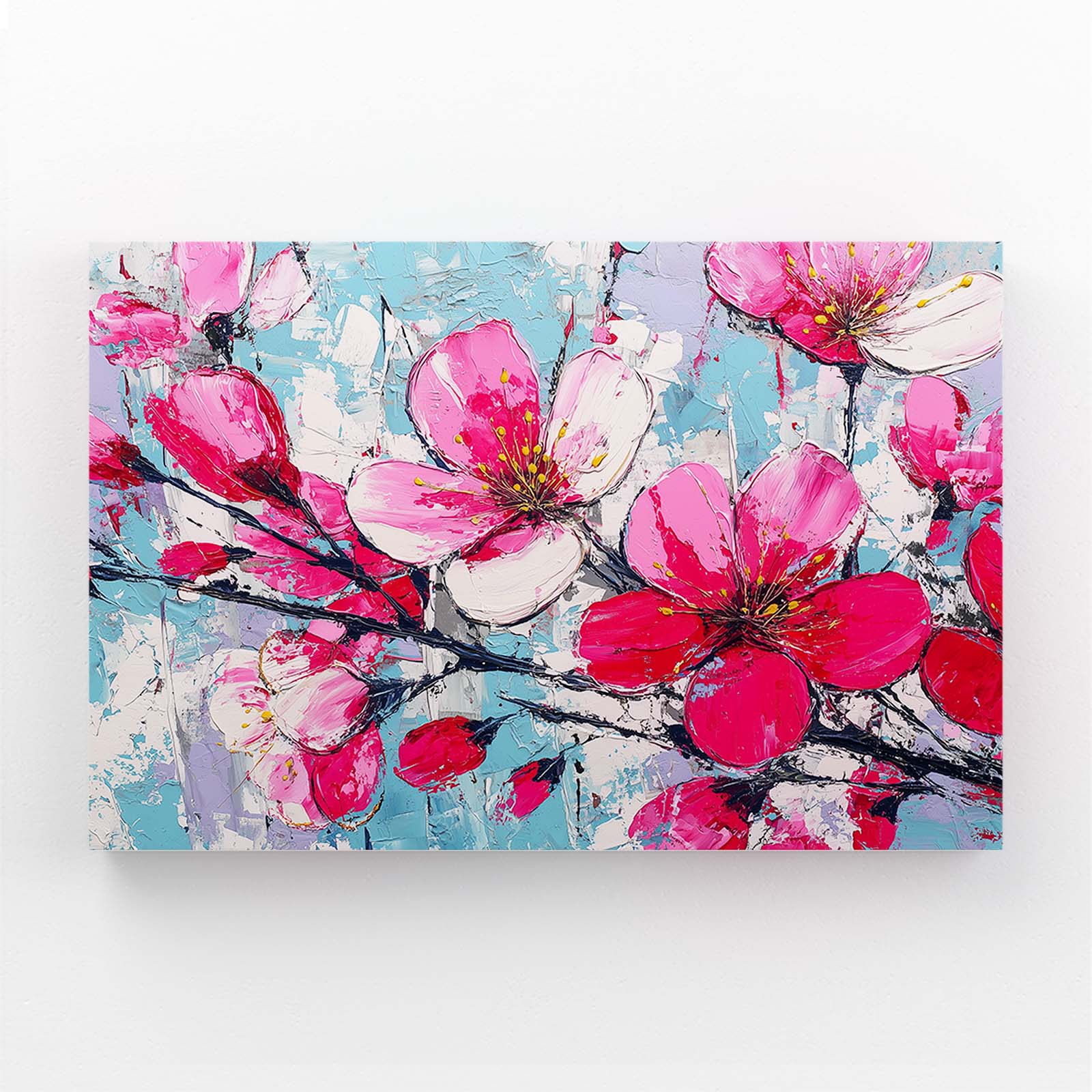 Impasto Pink Petals Cherry Blossom Art – impasto pink petals cherry blossom canvas print