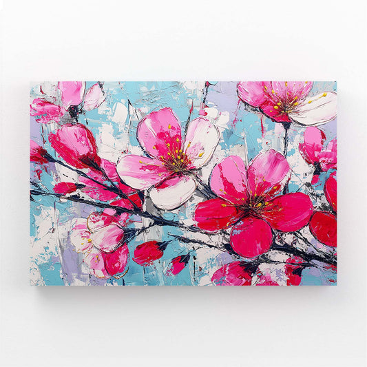 Impasto Pink Petals Cherry Blossom Art – impasto pink petals cherry blossom canvas print