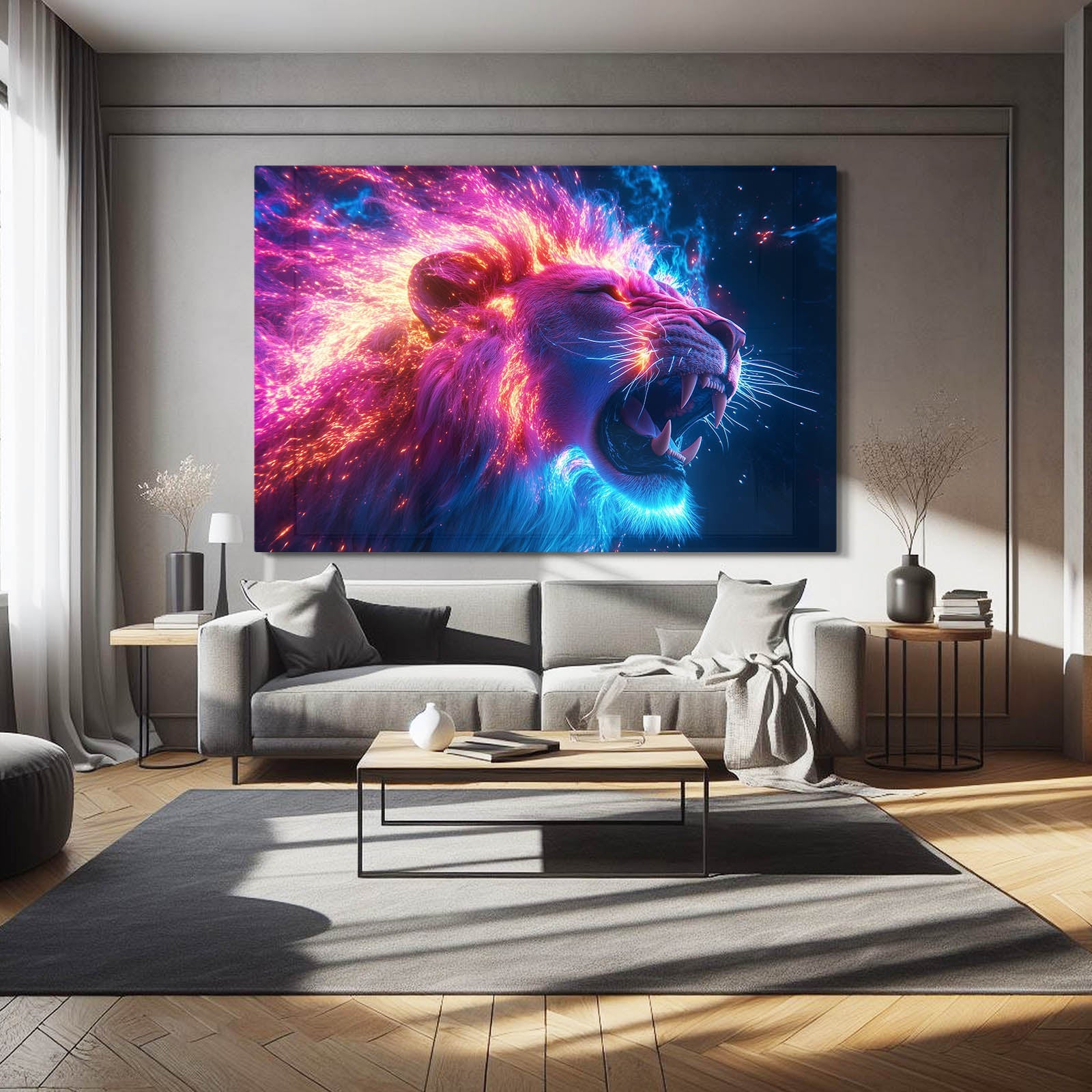 Inferno Glow Lion Wall Art