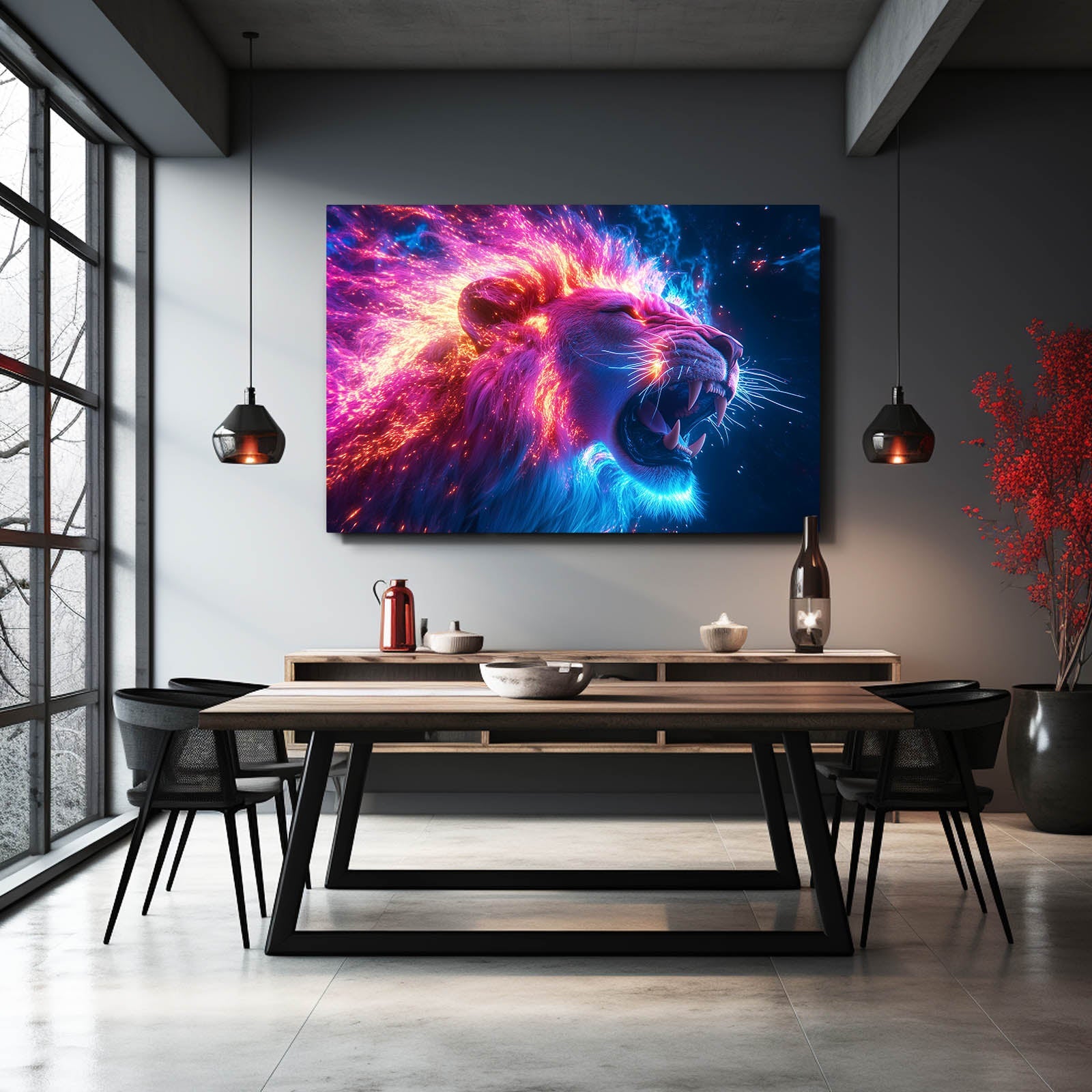 Inferno Glow Lion Wall Art