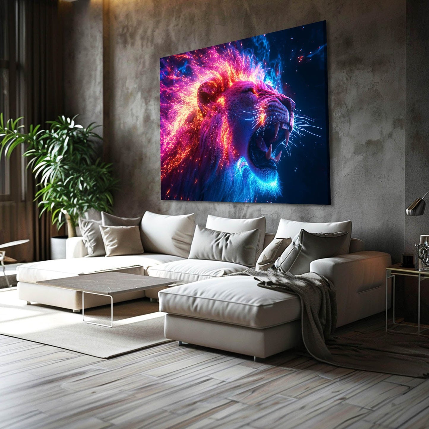 Inferno Glow Lion Wall Art
