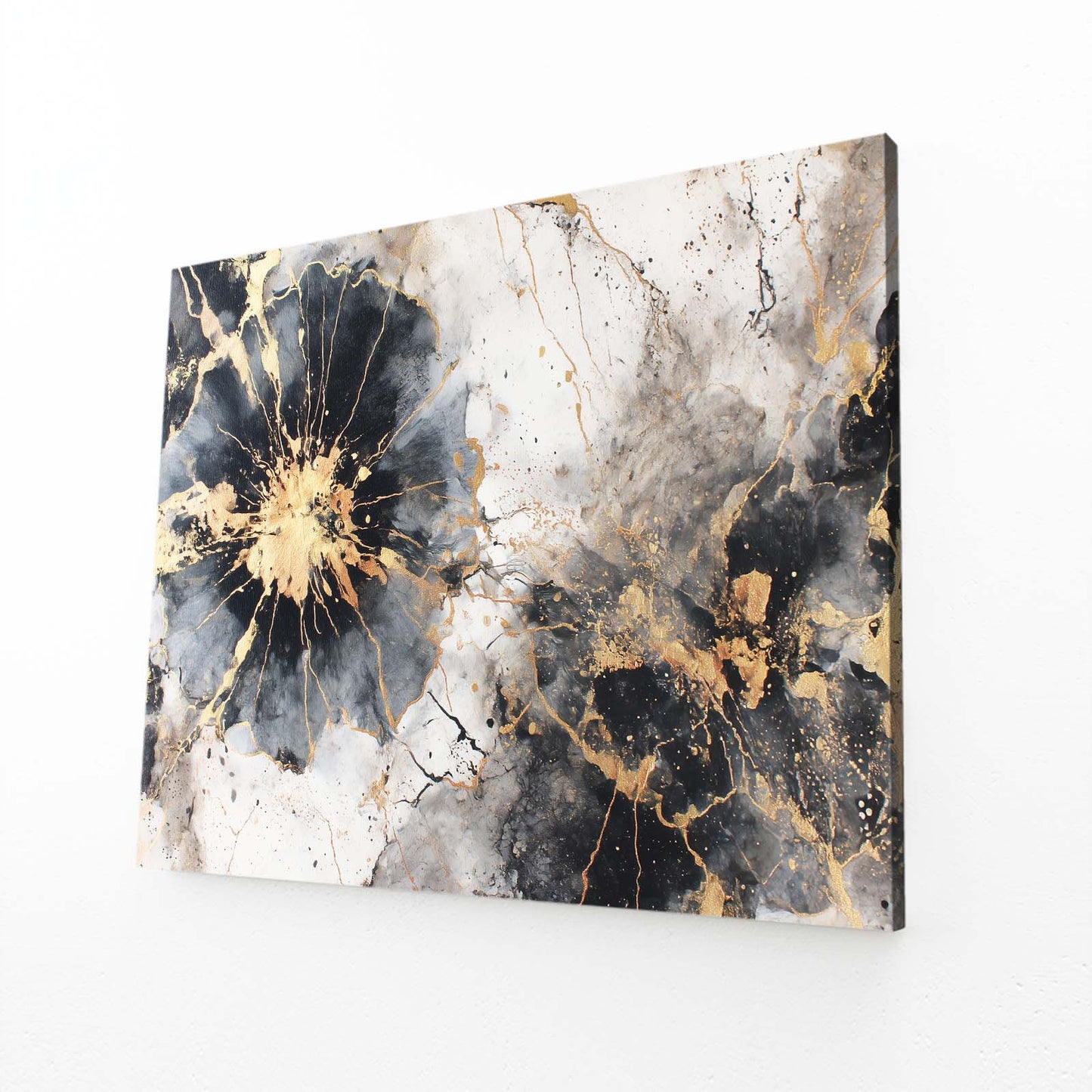 Ink Bloom Frost Gold Canvas – angled canvas view on white background