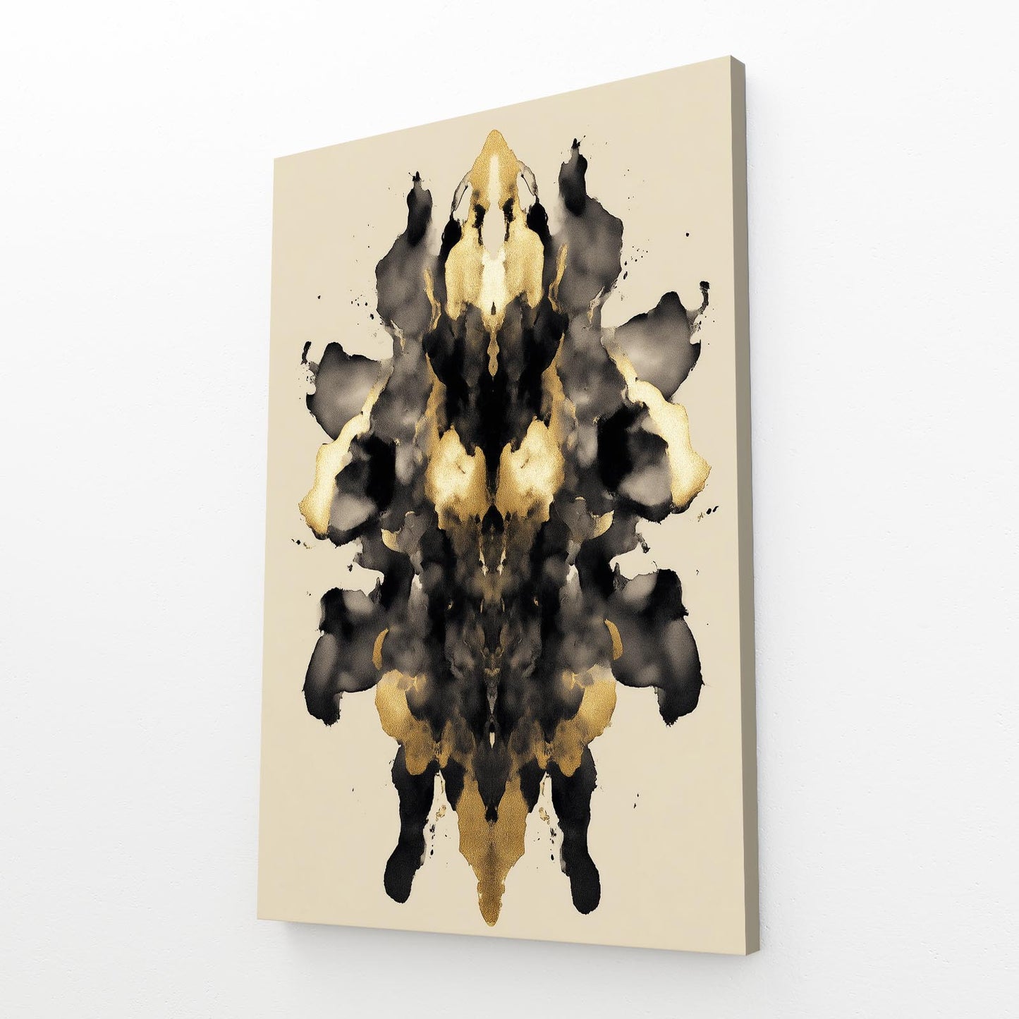 Ink Blot Mirror Gold Canvas Art – angled canvas view on white background