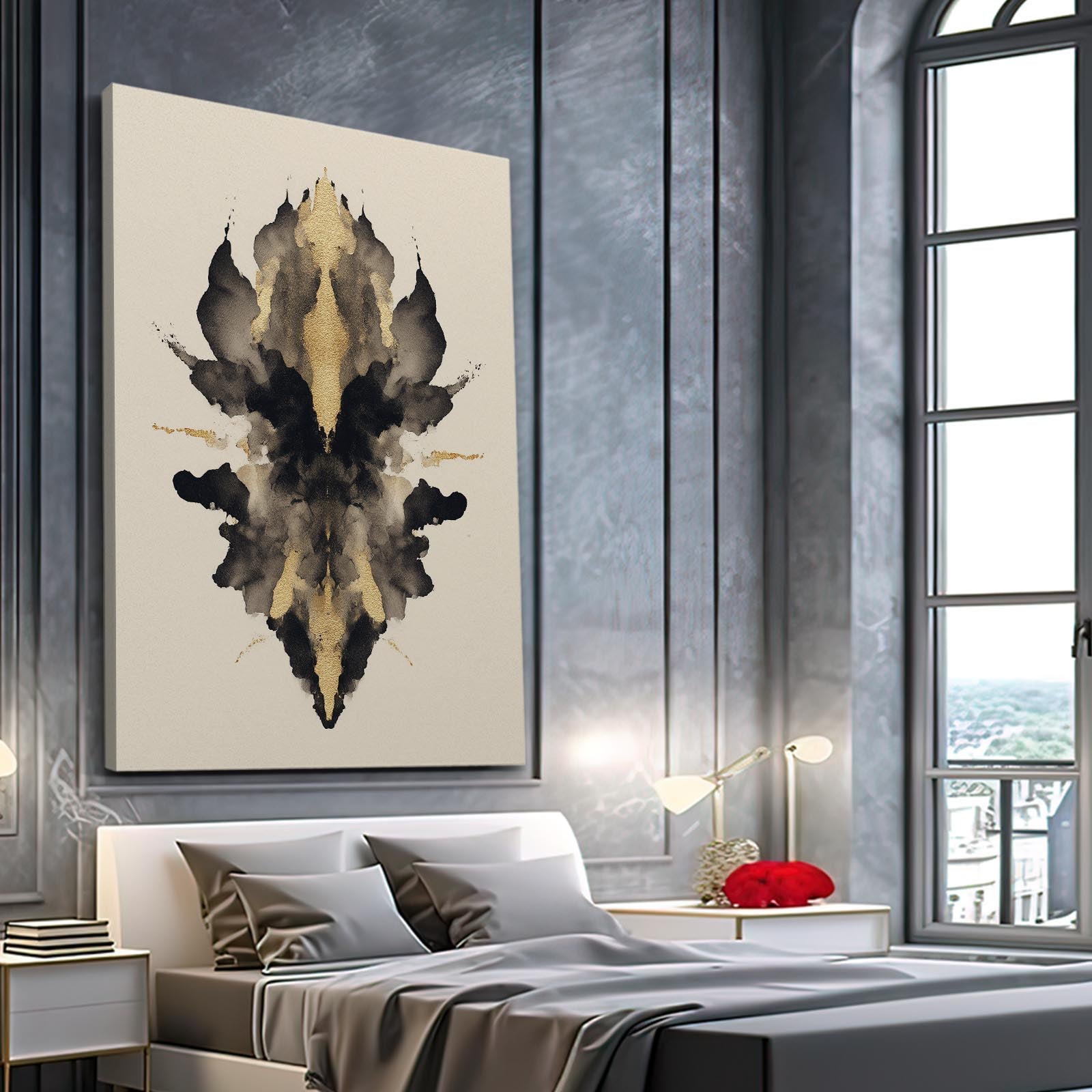 Ink Blot Totem Gold Wall Art – styled in a furnished interior