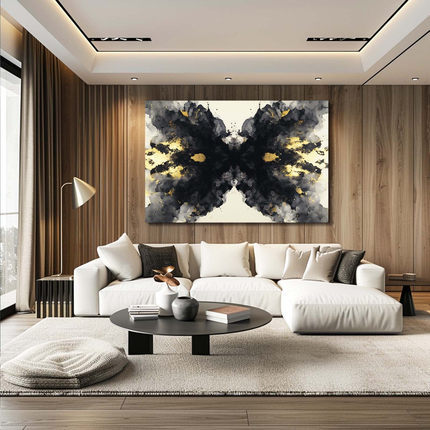 Ink Blot Wings Gold Prints – styled in a furnished interior