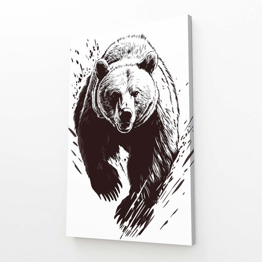 Ink Charge Sketch Bear Canvas — line canvas print, angled canvas view on white background