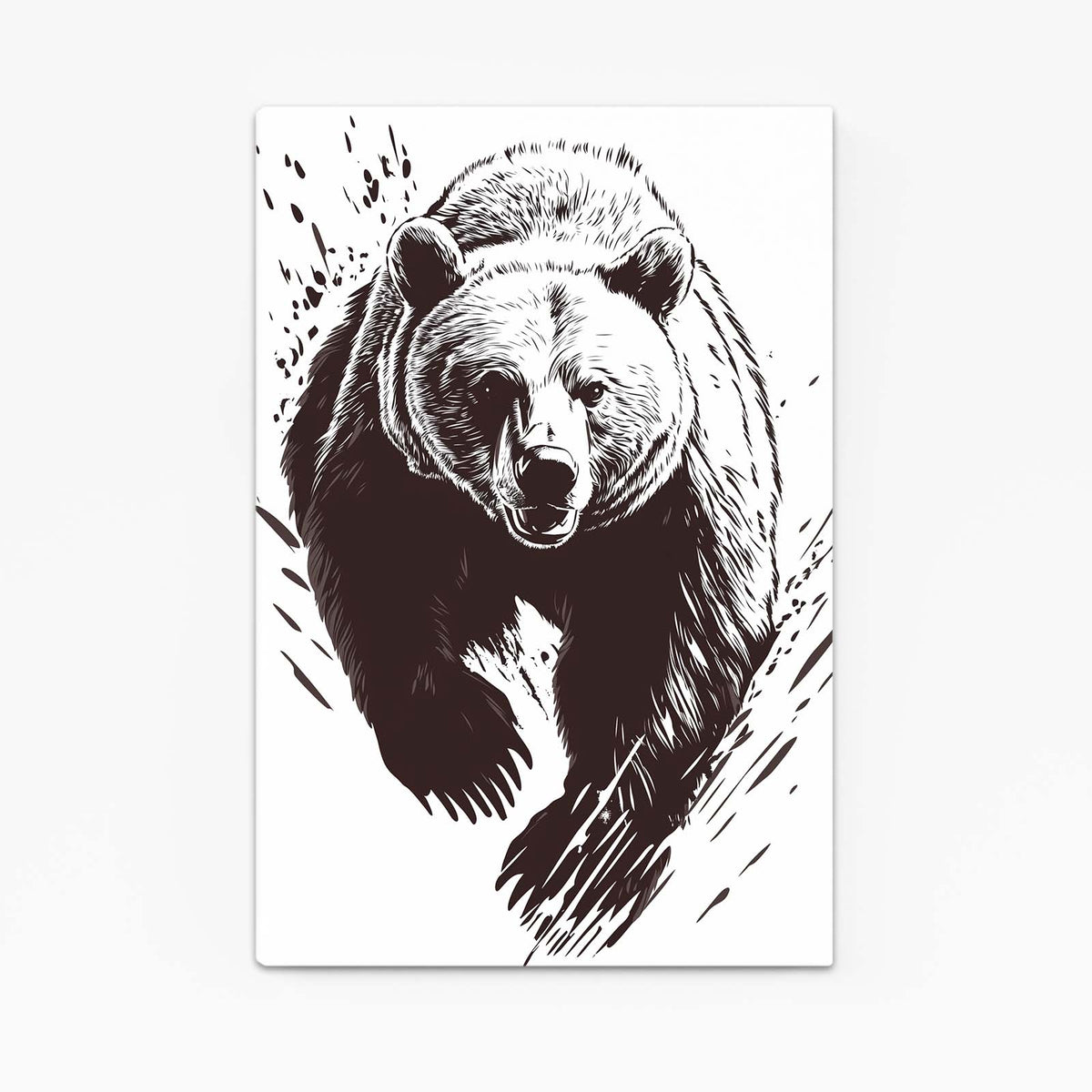 Ink Charge Sketch Bear Canvas — line canvas print, angled canvas view on white background