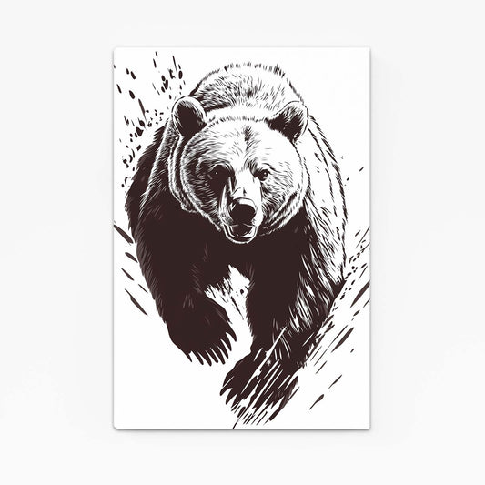 Ink Charge Sketch Bear Canvas — line canvas print, angled canvas view on white background