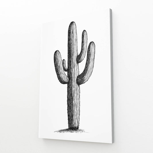 Ink Sketch Outline Cactus Wall Art – ink sketch outline cactus canvas print