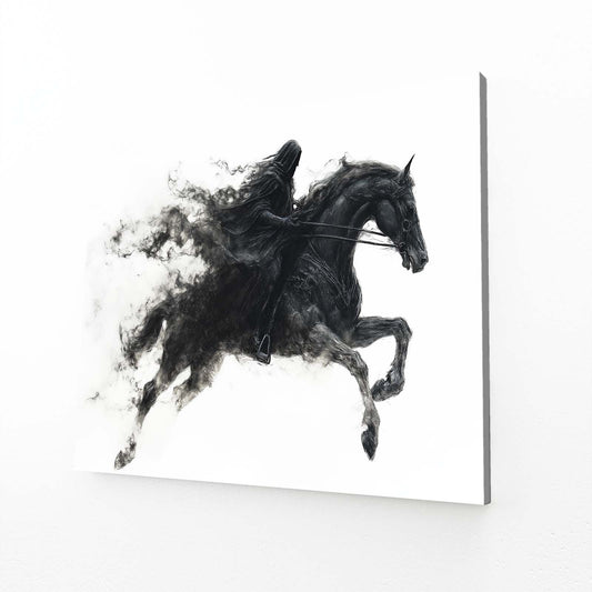 Ink Smoke Leap Horse Prints — contemporary canvas print, angled canvas view on white background