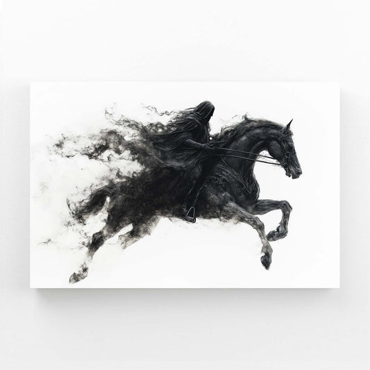 Ink Smoke Leap Horse Prints — contemporary canvas print, angled canvas view on white background