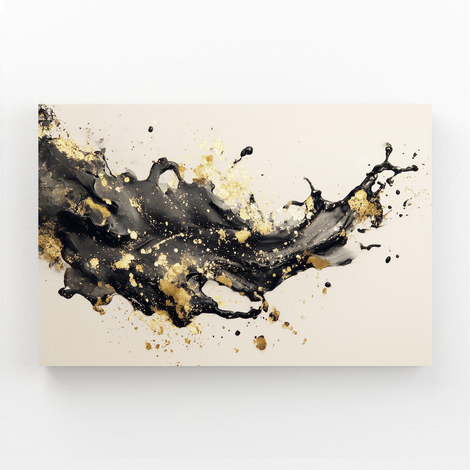 Ink Splash Cascade Gold Wall Decor – canvas print on white background