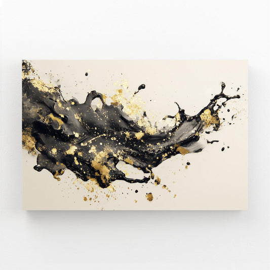 Ink Splash Cascade Gold Wall Decor – canvas print on white background