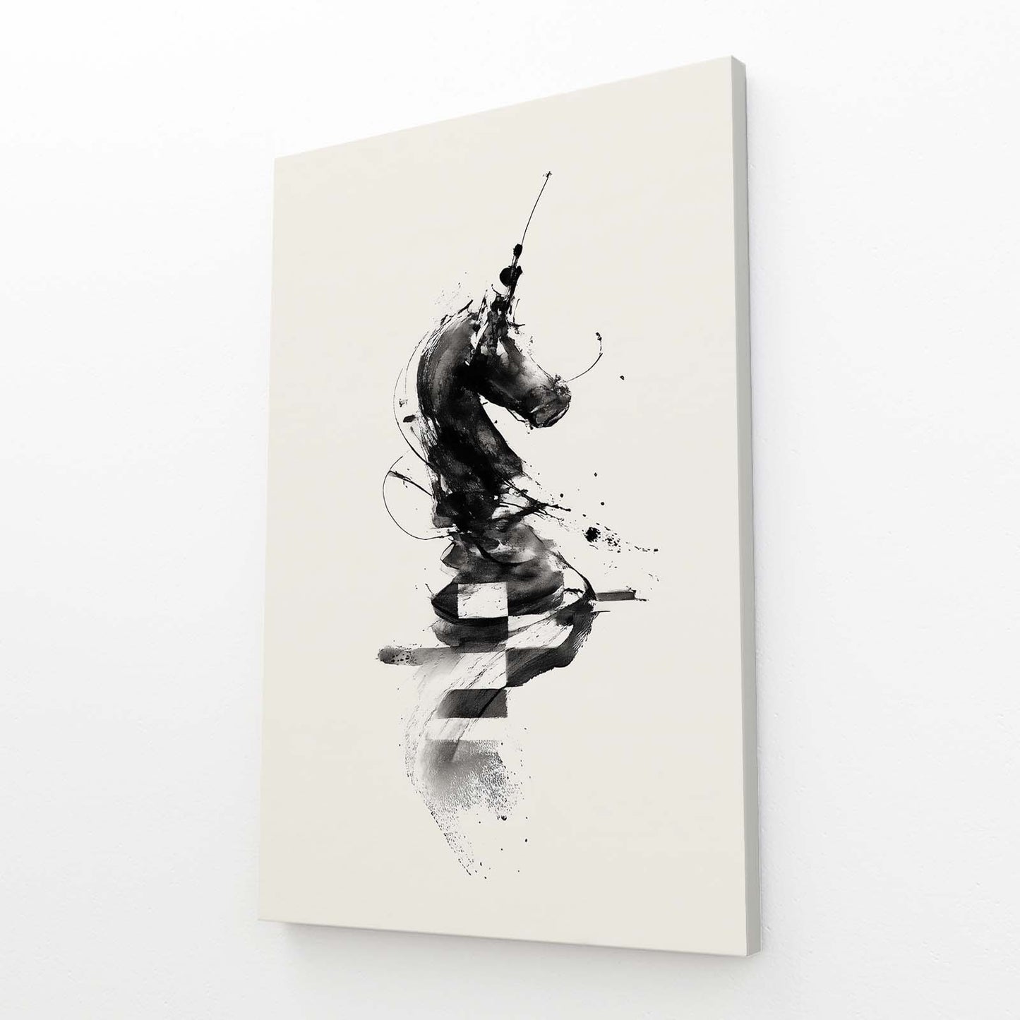 Ink Stroke Knight Chess Wall Decor – ink stroke knight chess canvas print
