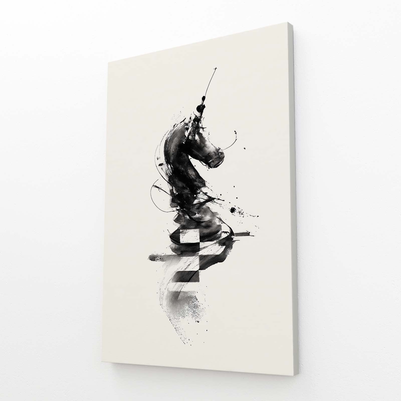 Ink Stroke Knight Chess Wall Decor – ink stroke knight chess canvas print