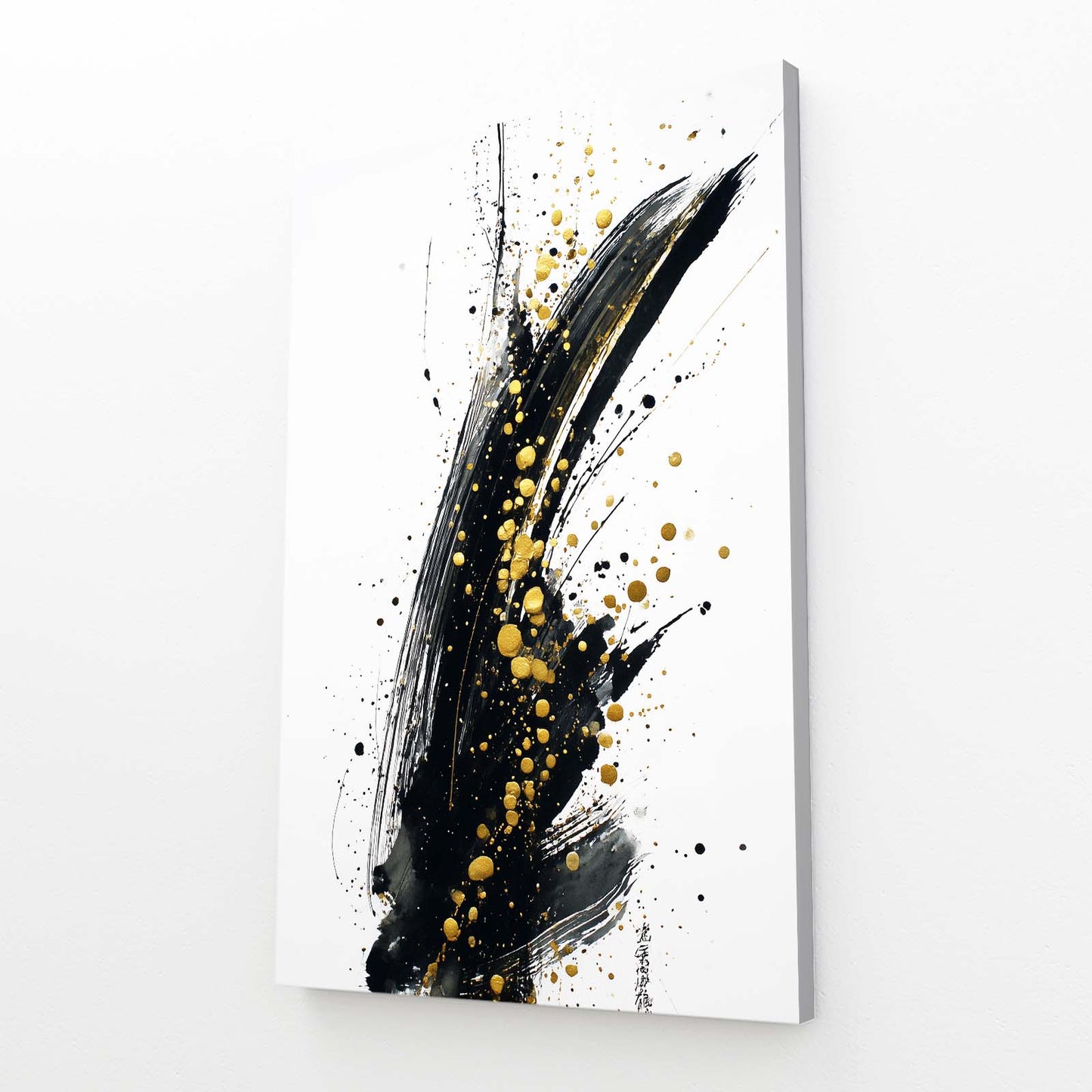 Ink Stroke Speckle Gold Art – canvas print on white background