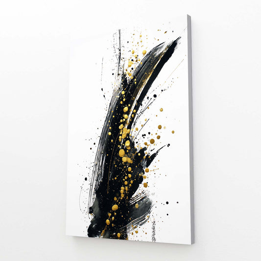 Ink Stroke Speckle Gold Art – canvas print on white background