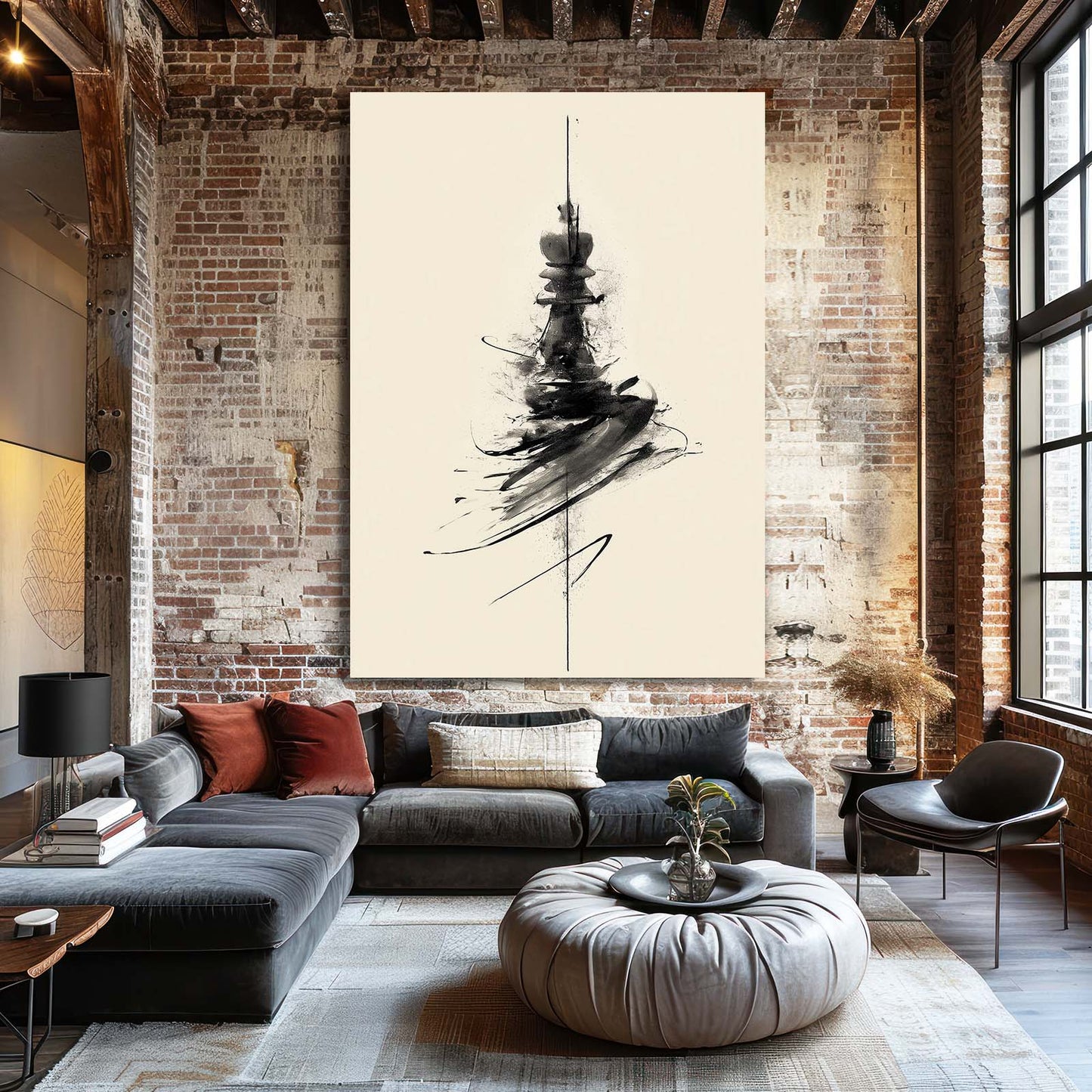 Ink Stroke Spire Chess Prints – styled in a furnished interior