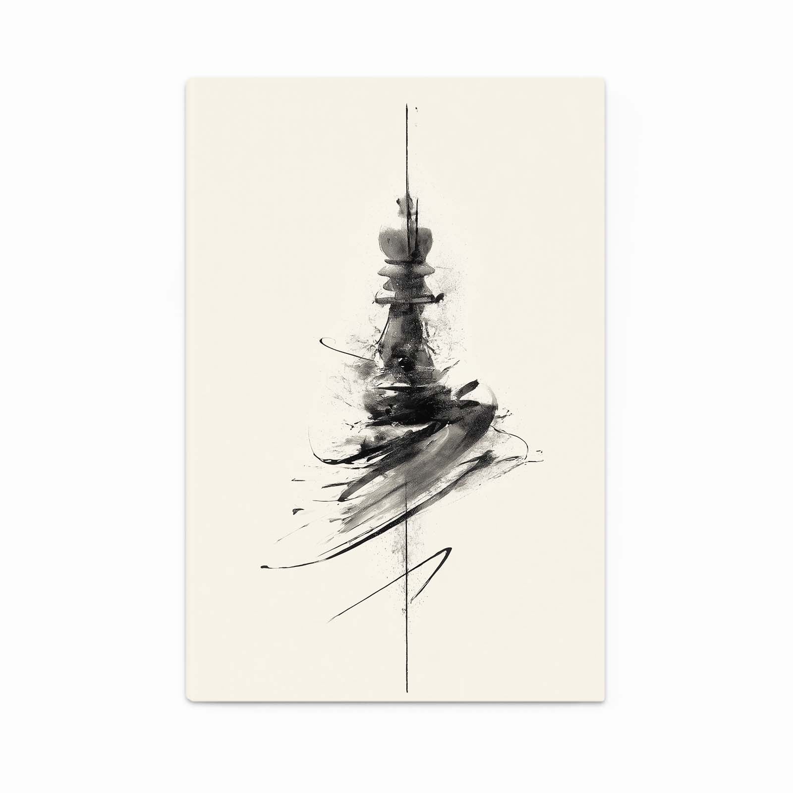 Ink Stroke Spire Chess Prints – canvas print on white background