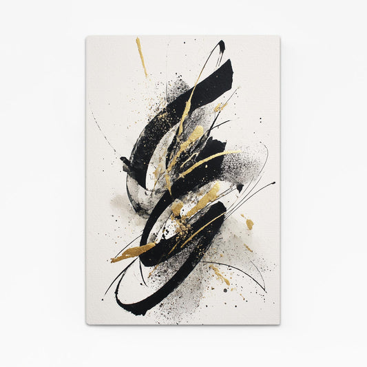 Ink Swirl Motion Gold Prints – canvas print on white background